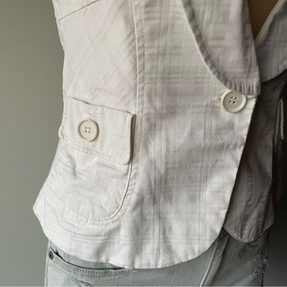 Y2K Vintage Costa Blanca Short Sleeve Blazer White 100% Cotton Size 6 Small - Picture 4 of 8